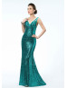 Mermaid Sequin V Back Long Evening Dress